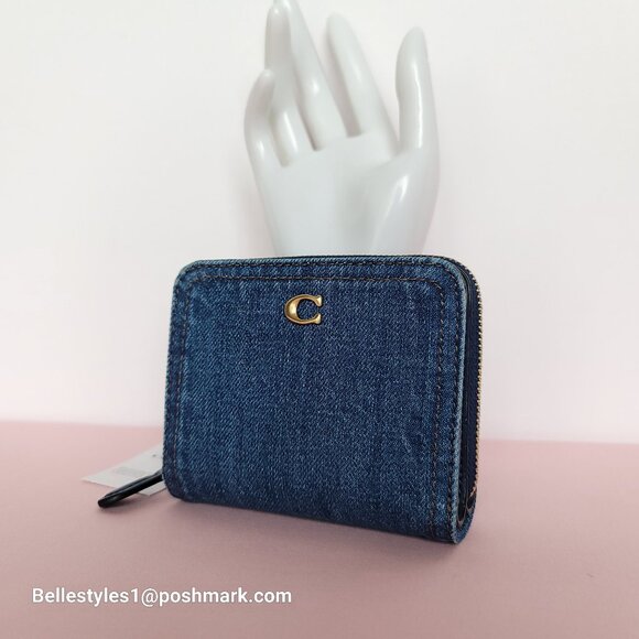 COACH Billfold Small Wallet in Denim Fabric-Deep Blue color ⭐ - Picture 4 of 16